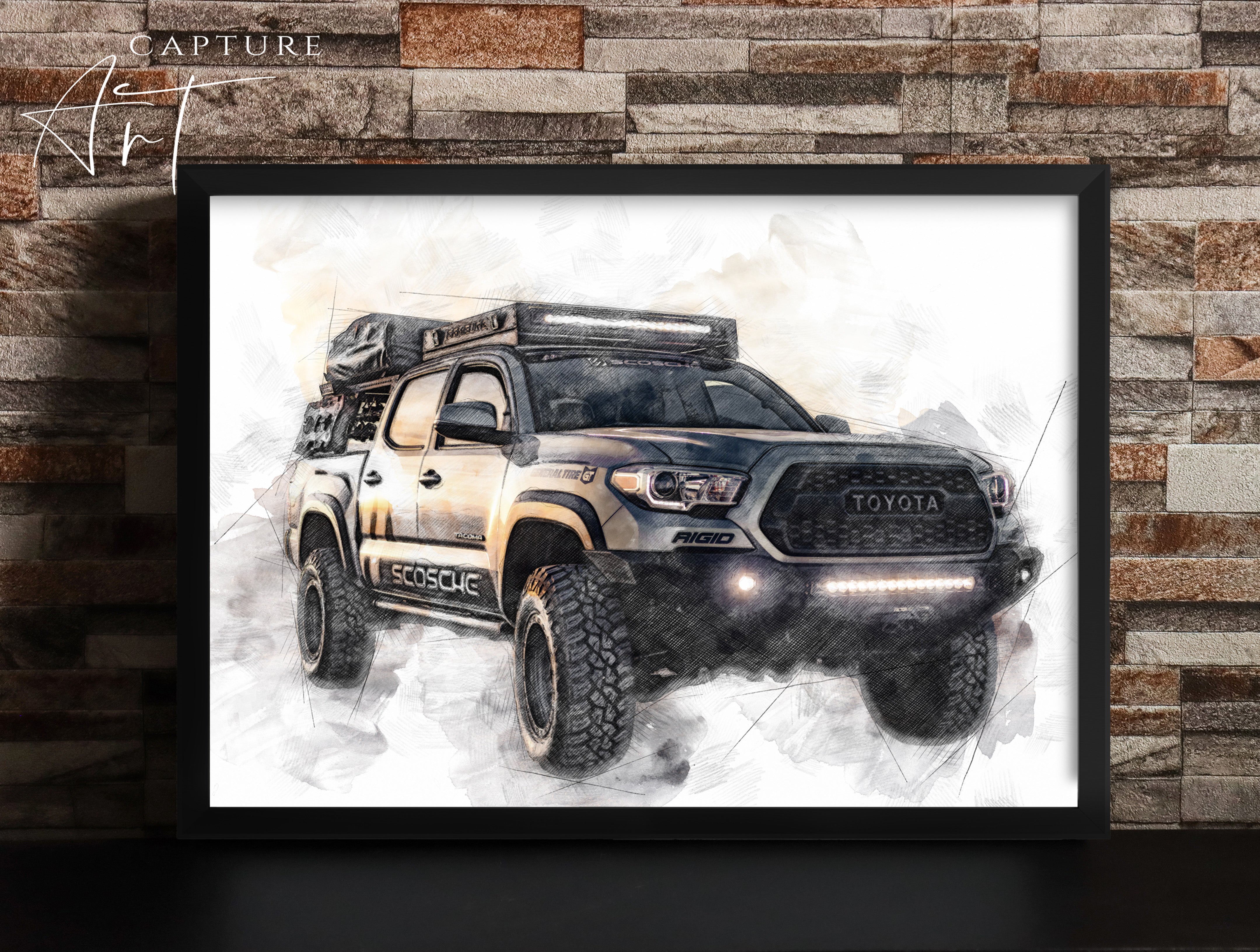 Custom car and truck watercolor portrait from photo, deals unique vehicle art, personalized gift for classic car enthusiast.