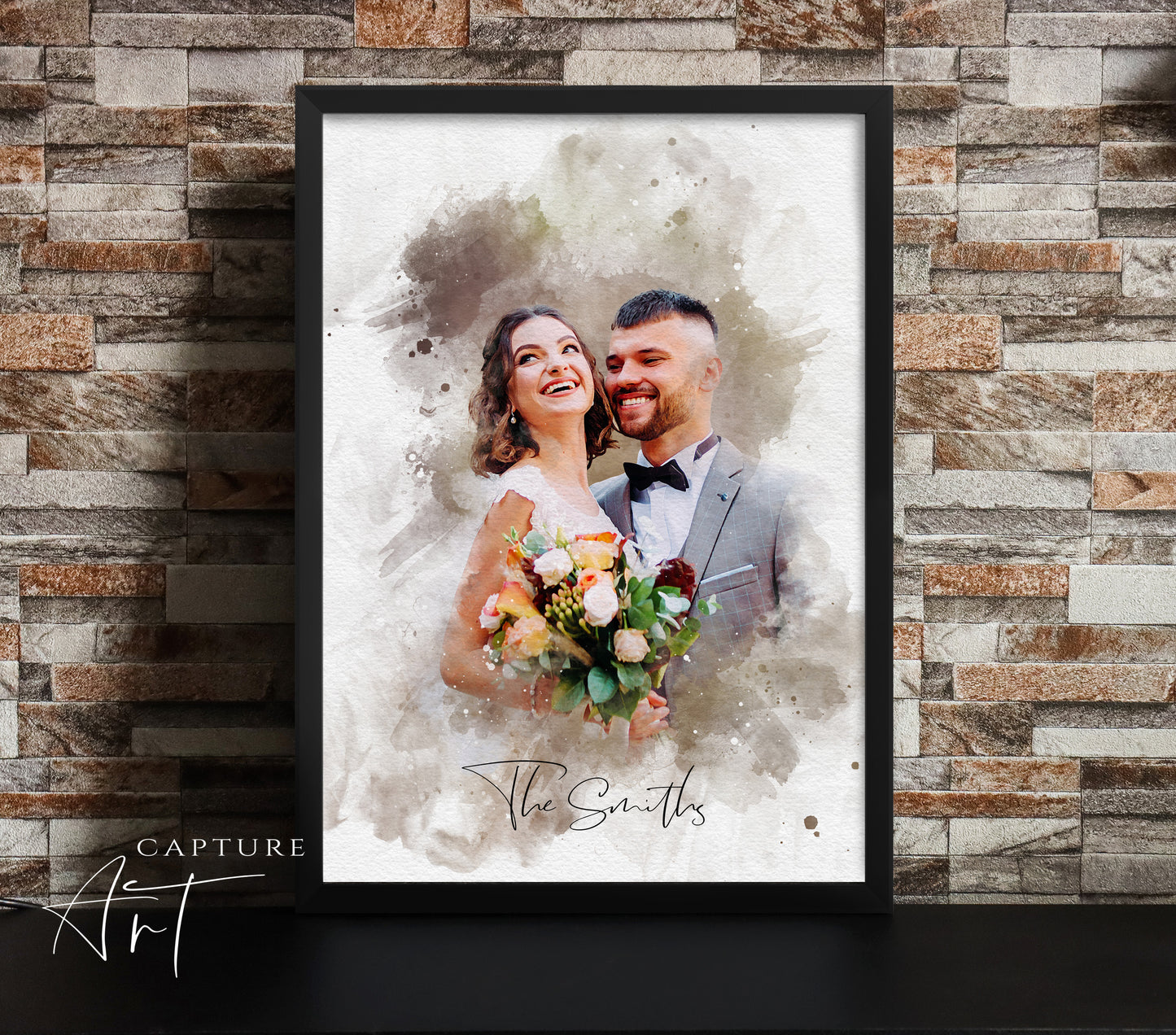 Personalized Watercolor Wedding Portrait