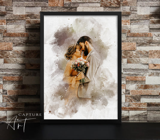 Personalized Watercolor Wedding Portrait