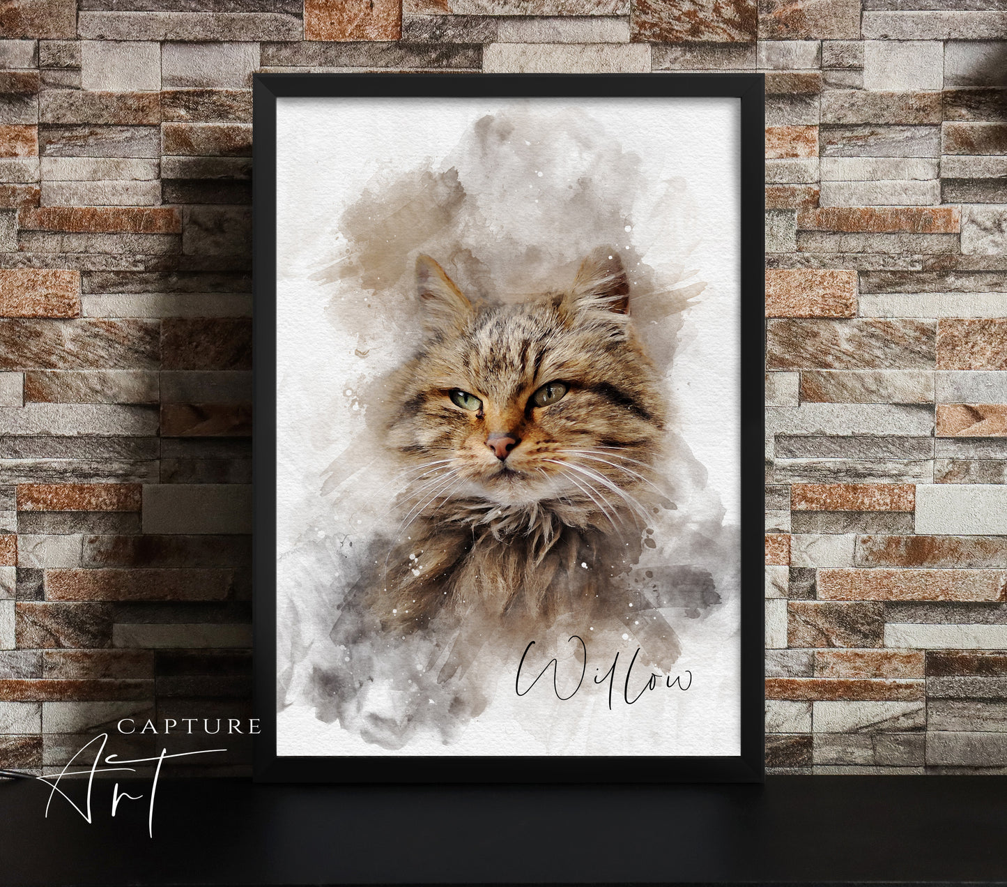 Personalized Watercolor Cat Portrait