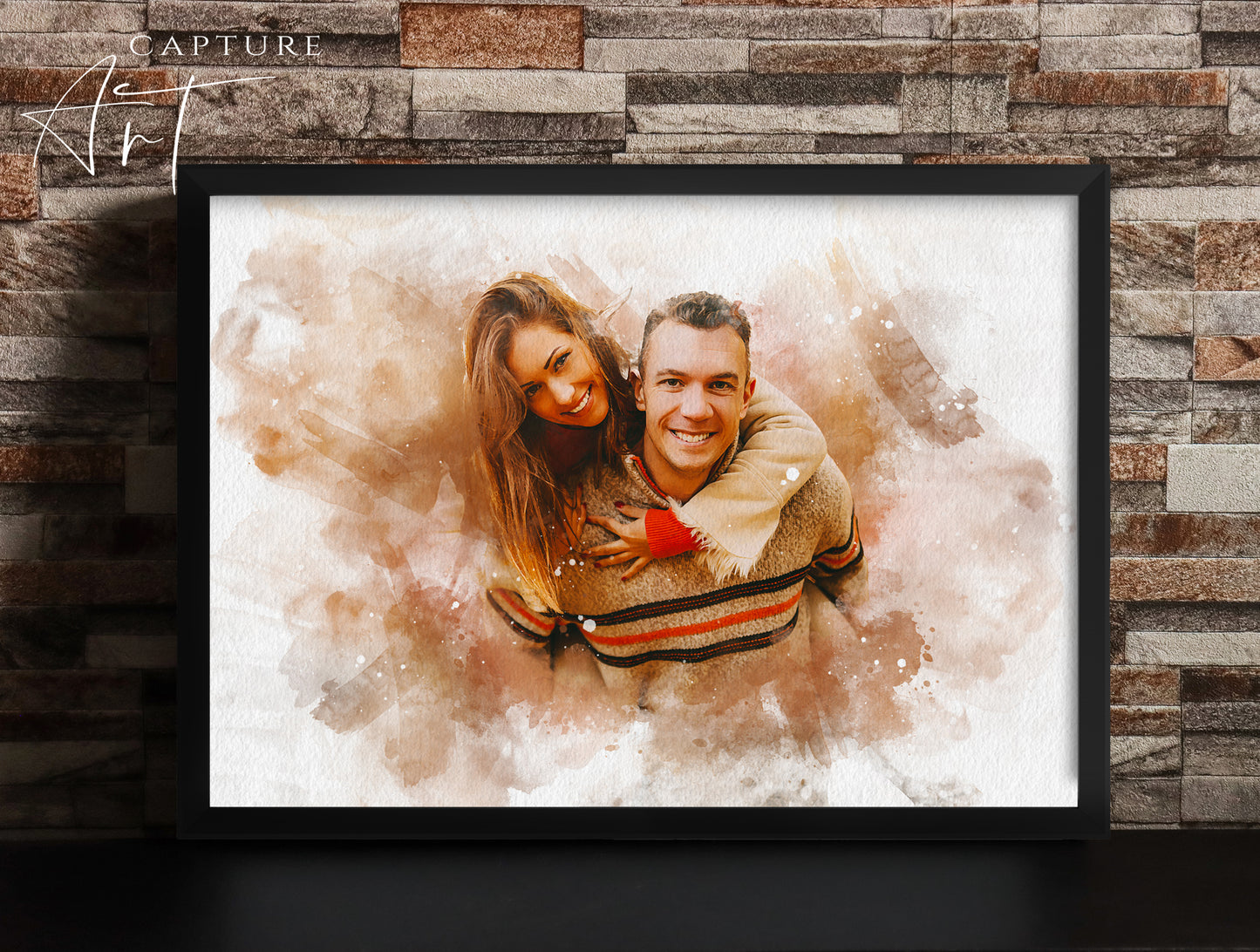 Personalized Watercolor Couples Portrait