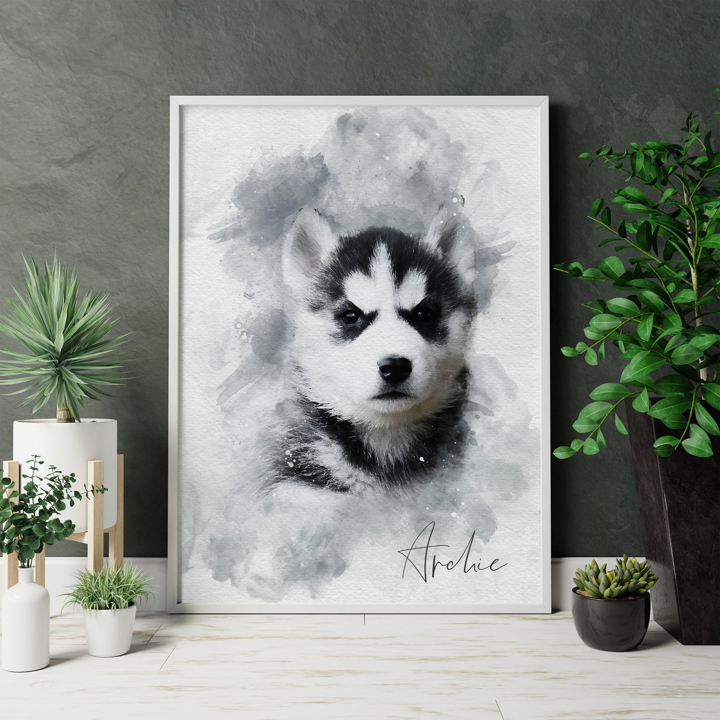 Personalized Watercolor Dog Portrait