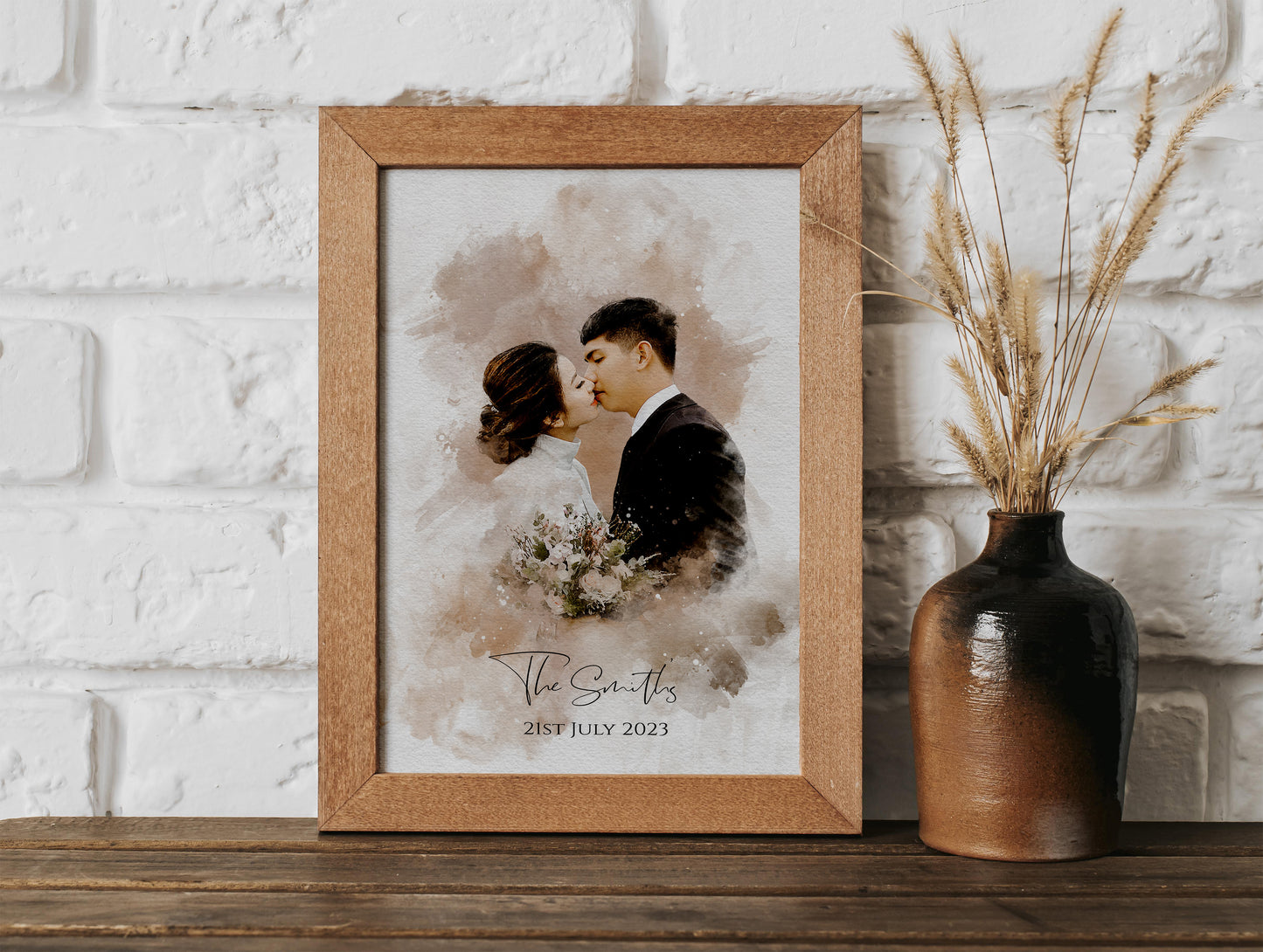 Personalized Watercolor Wedding Portrait