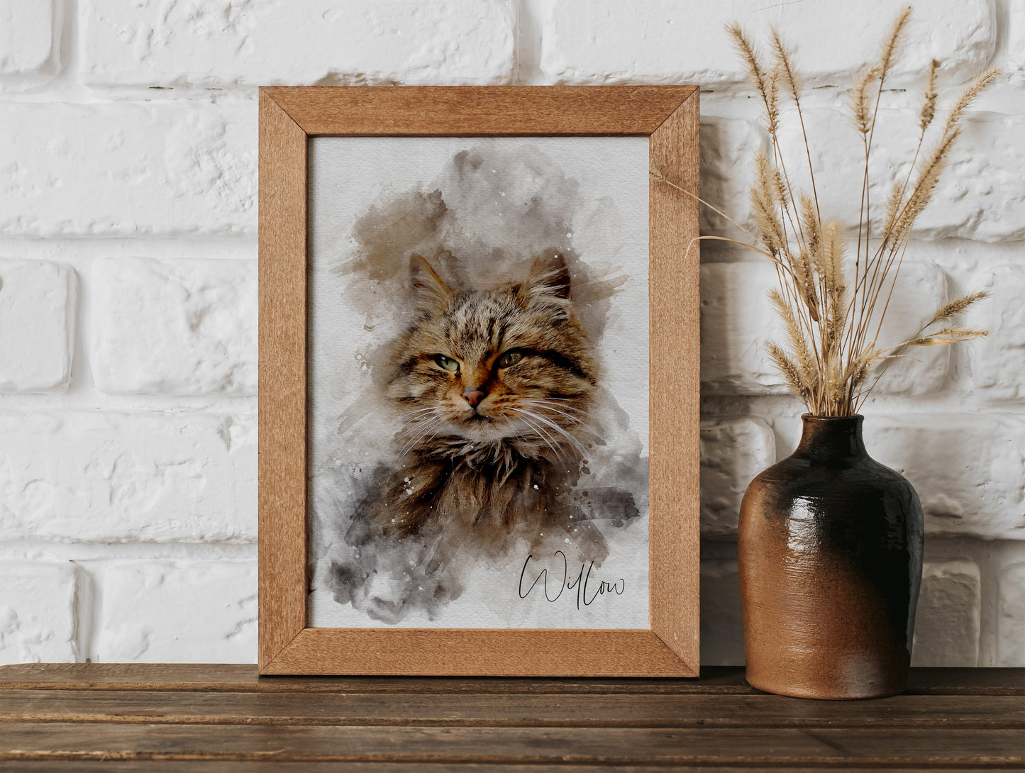 Personalized Watercolor Cat Portrait