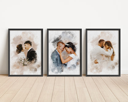 Personalized Watercolor Wedding Portrait