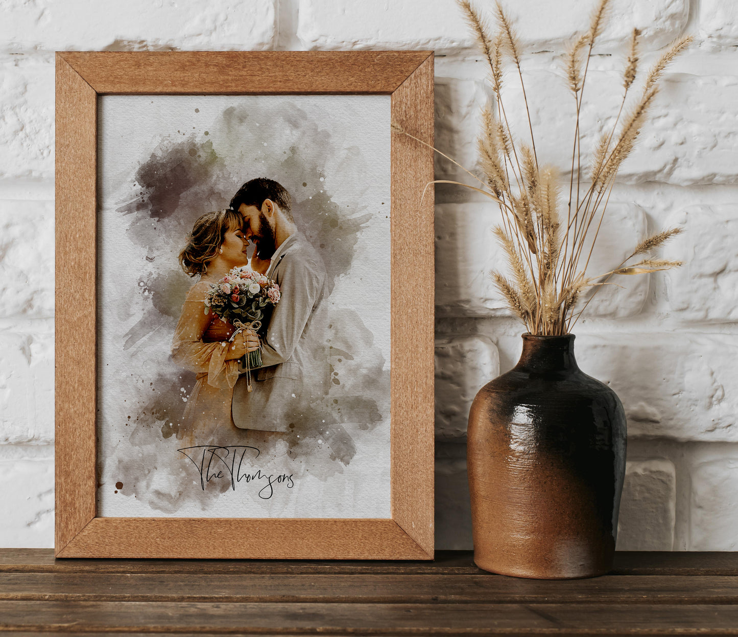 Personalized Watercolor Wedding Portrait