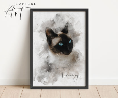 Personalized Watercolor Cat Portrait