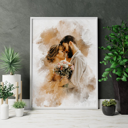 Personalized Watercolor Wedding Portrait