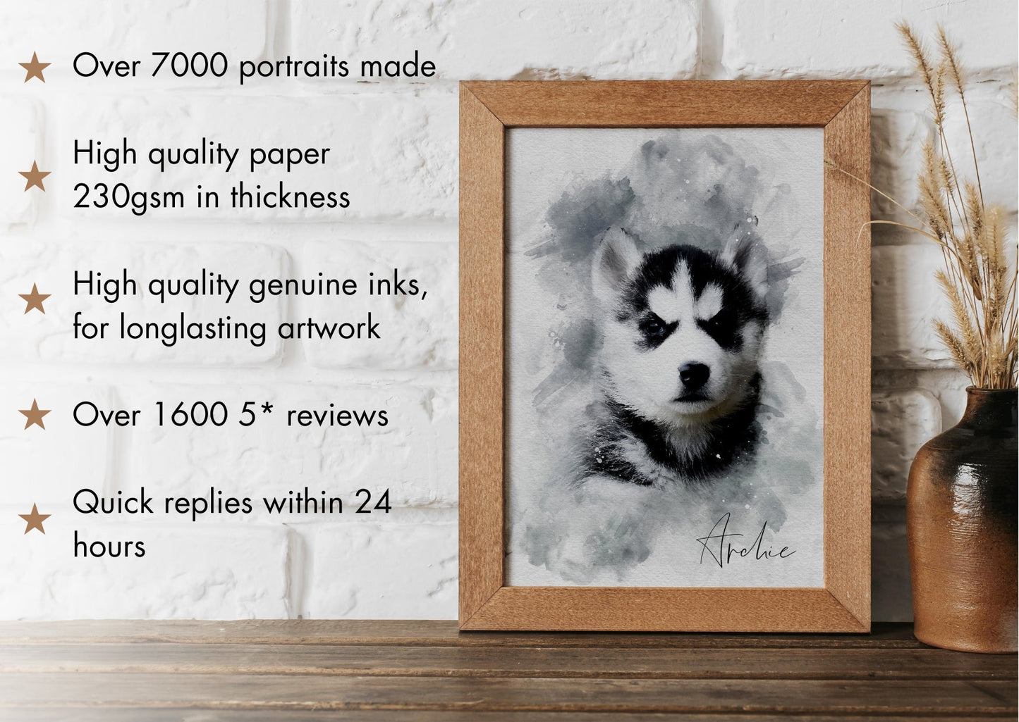 Personalized Watercolor Dog Portrait