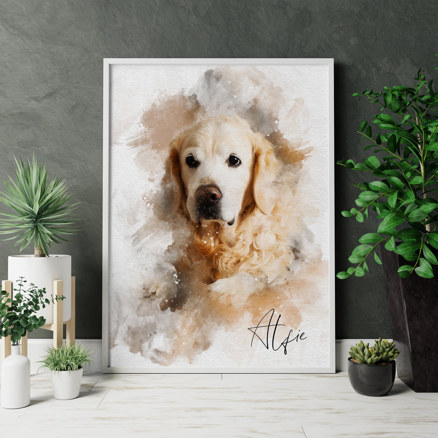 Personalized Watercolor Dog Portrait